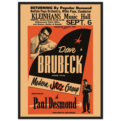 Vintage Dave Brubeck poster print ideal for jazz lovers home or office decor