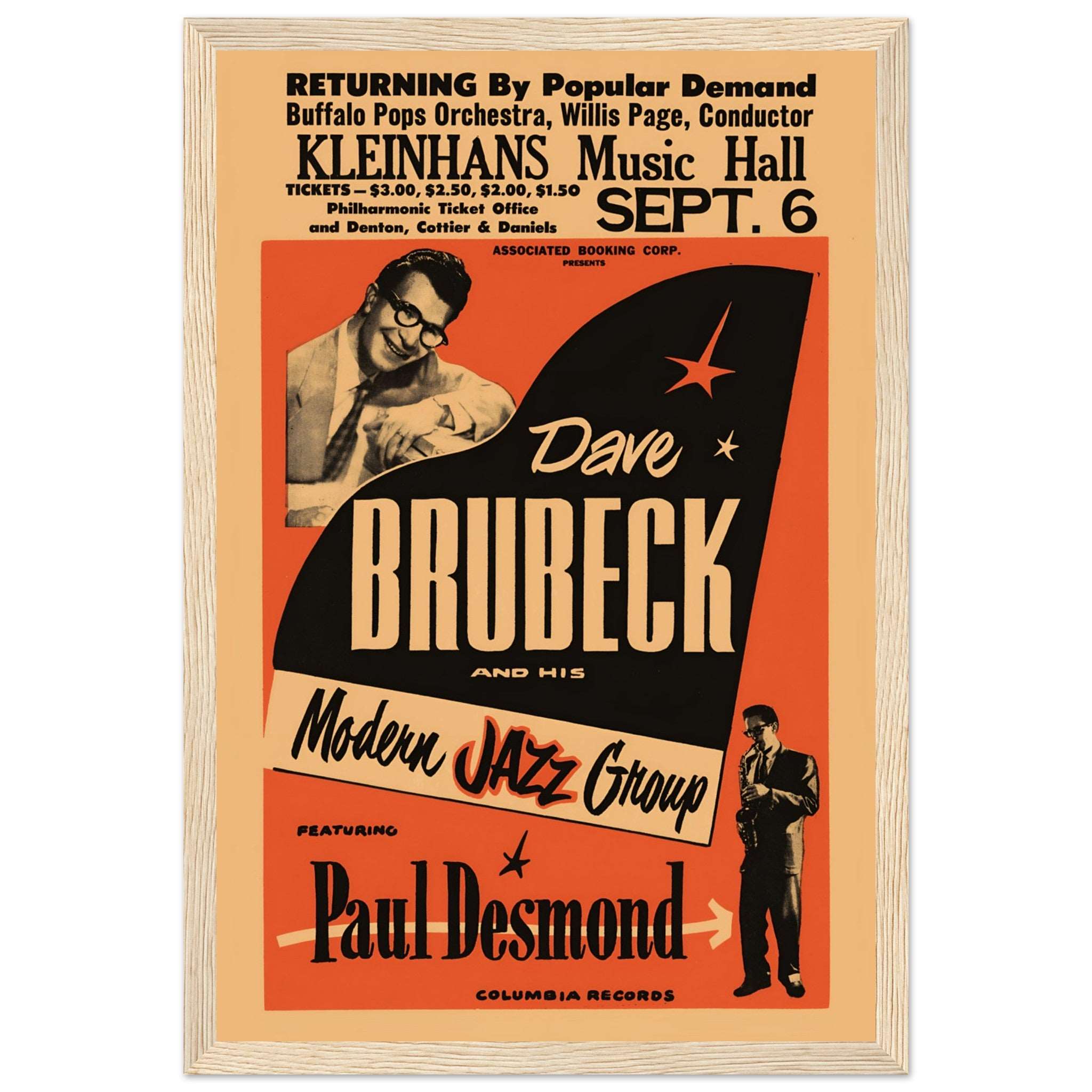 Vintage Dave Brubeck Modern Jazz Group poster featuring bold mid century graphic design