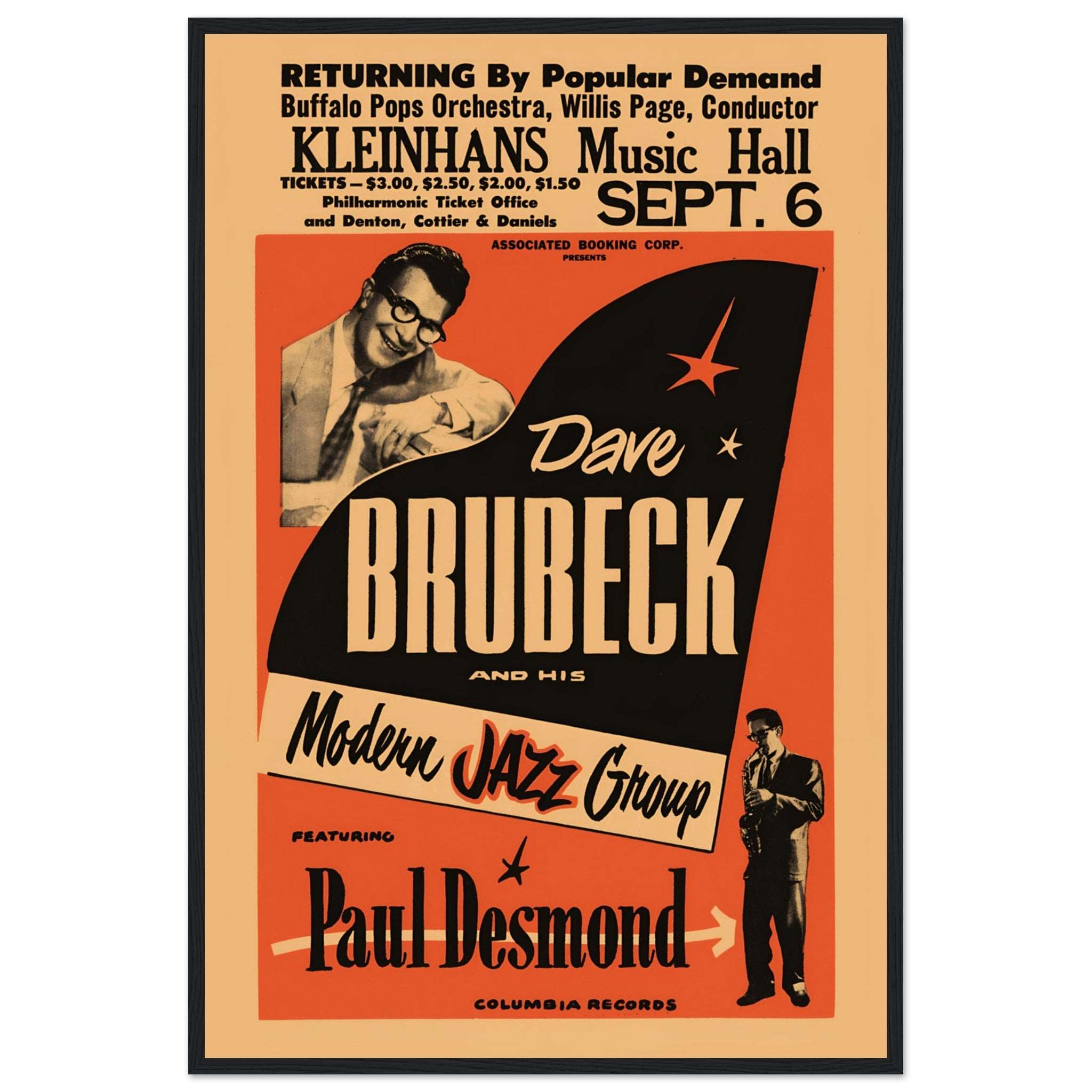 Classic Dave Brubeck and Paul Desmond jazz concert poster with retro typography
