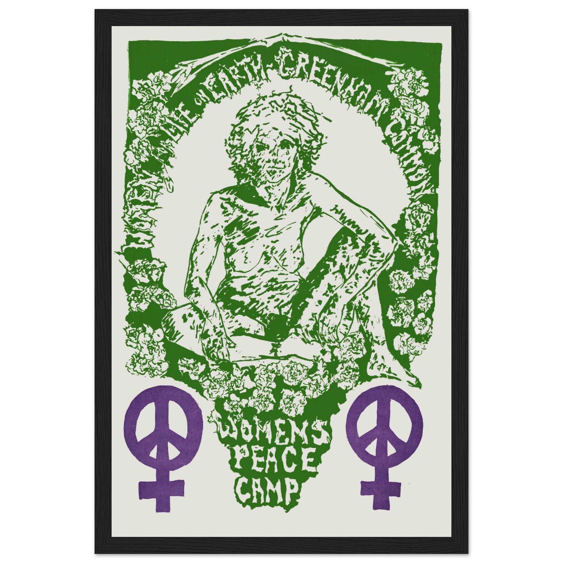 Vintage feminist ecologist poster with Greenpeace and anti-climate change messaging, perfect for eco-conscious home decor and Women’s Day