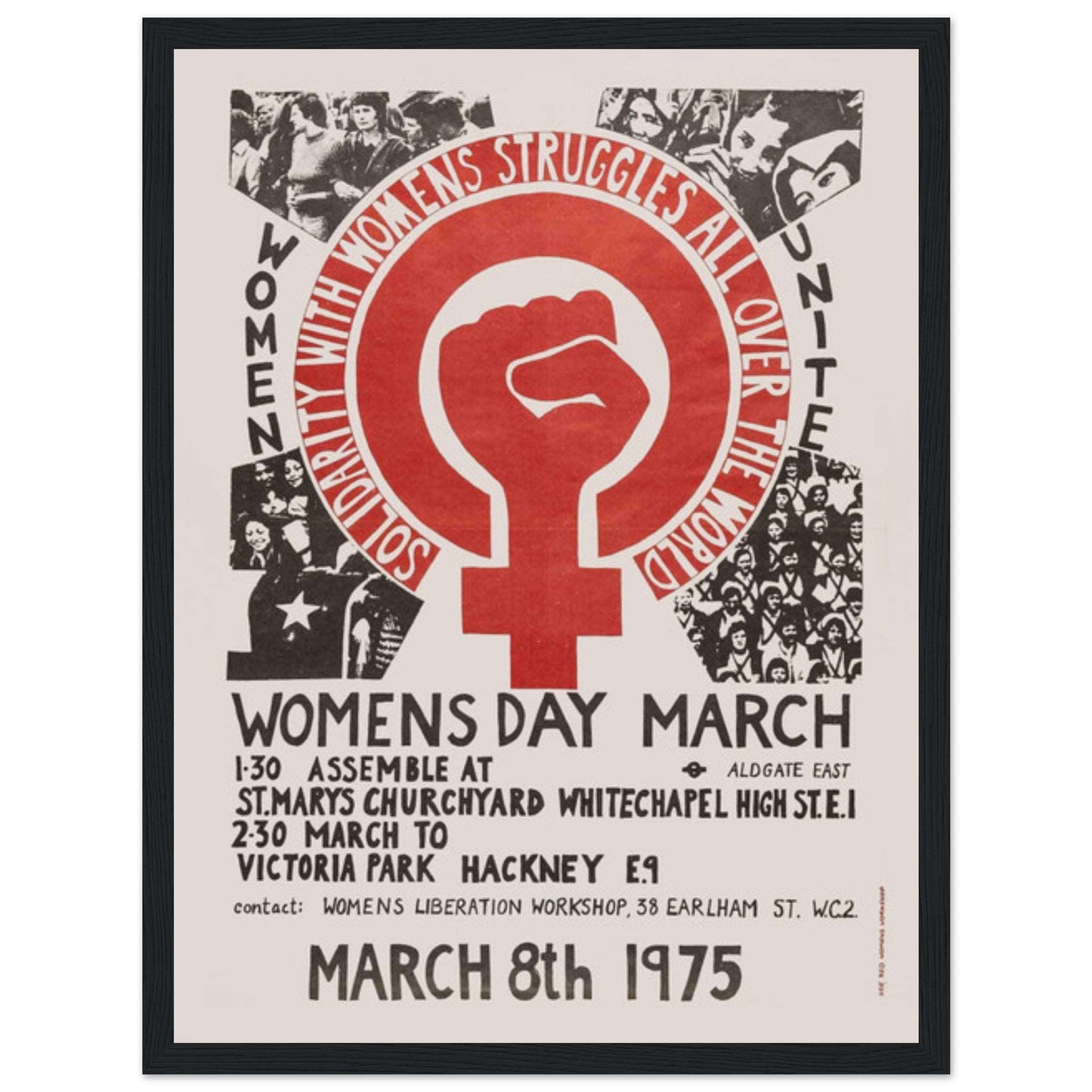 Feminist vintage poster from 1975 showcasing powerful women’s art, perfect for feminist wall art and home decor
