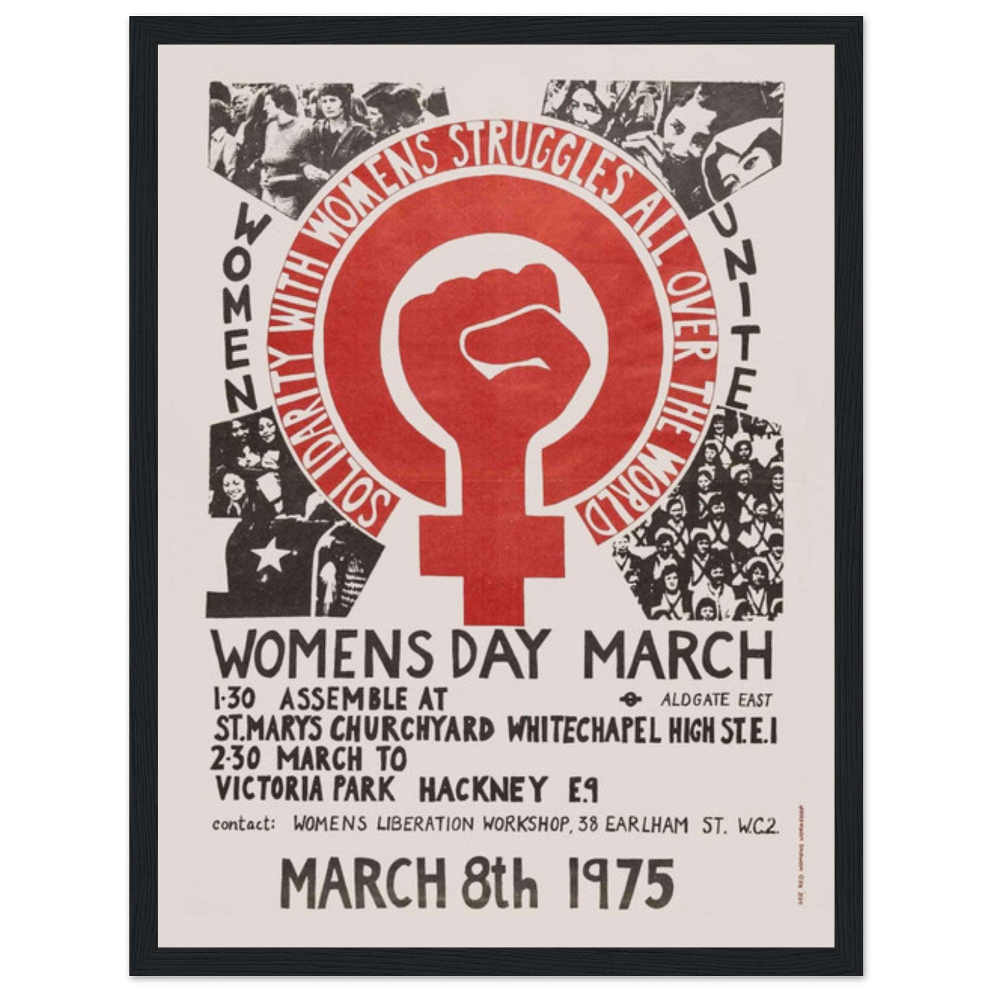 Feminist vintage poster from 1975 showcasing powerful women’s art, perfect for feminist wall art and home decor