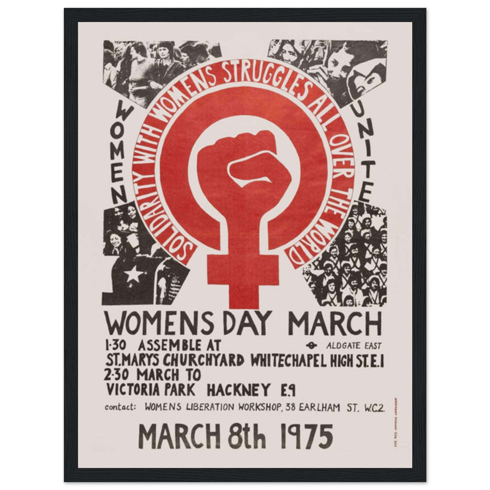 Feminist vintage poster from 1975 showcasing powerful women’s art, perfect for feminist wall art and home decor