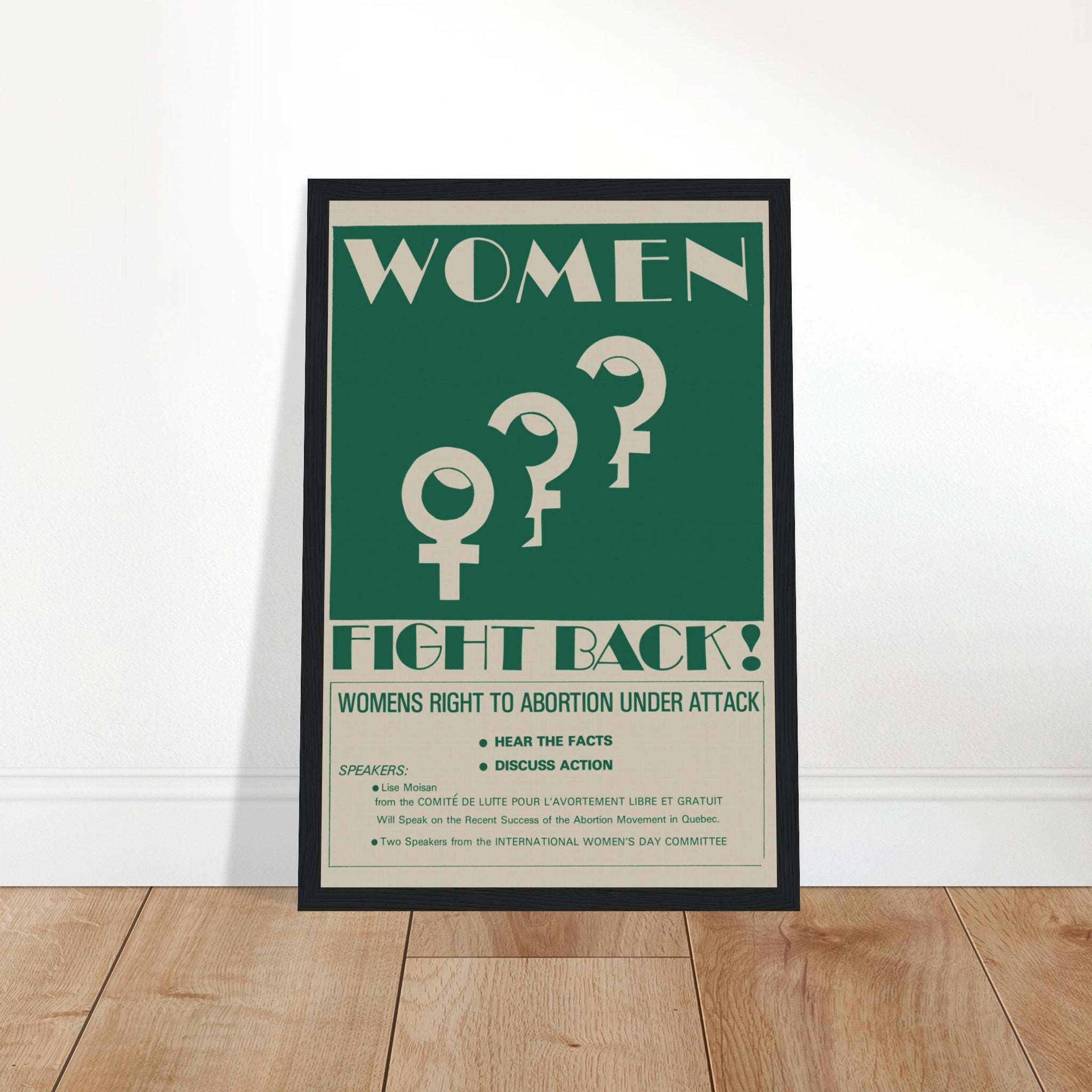 Framed feminist vintage 1970s poster, perfect for adding a bold feminist statement to your home or office decor