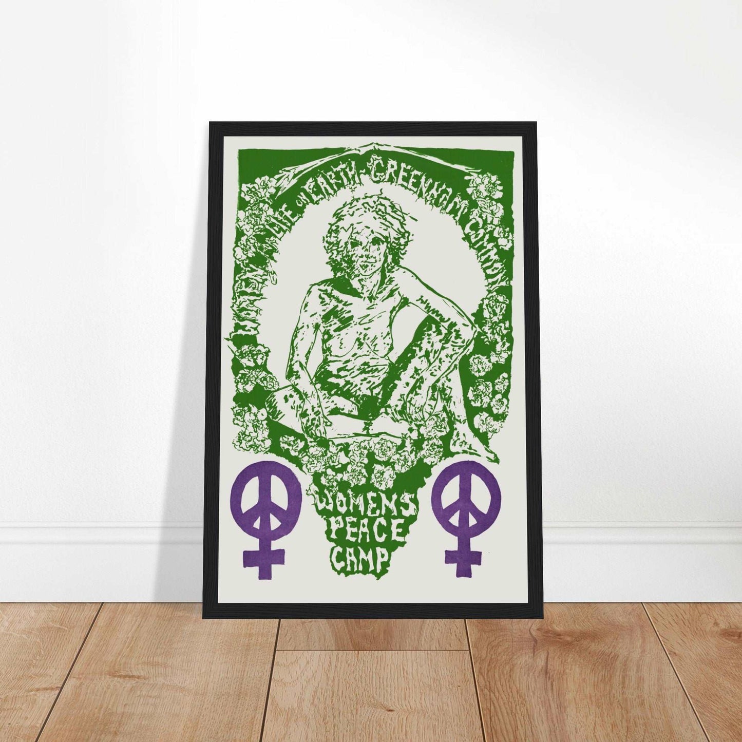 Framed feminist ecologist poster featuring Greenpeace and anti-climate change art, ideal for feminist and eco-conscious wall decor.
