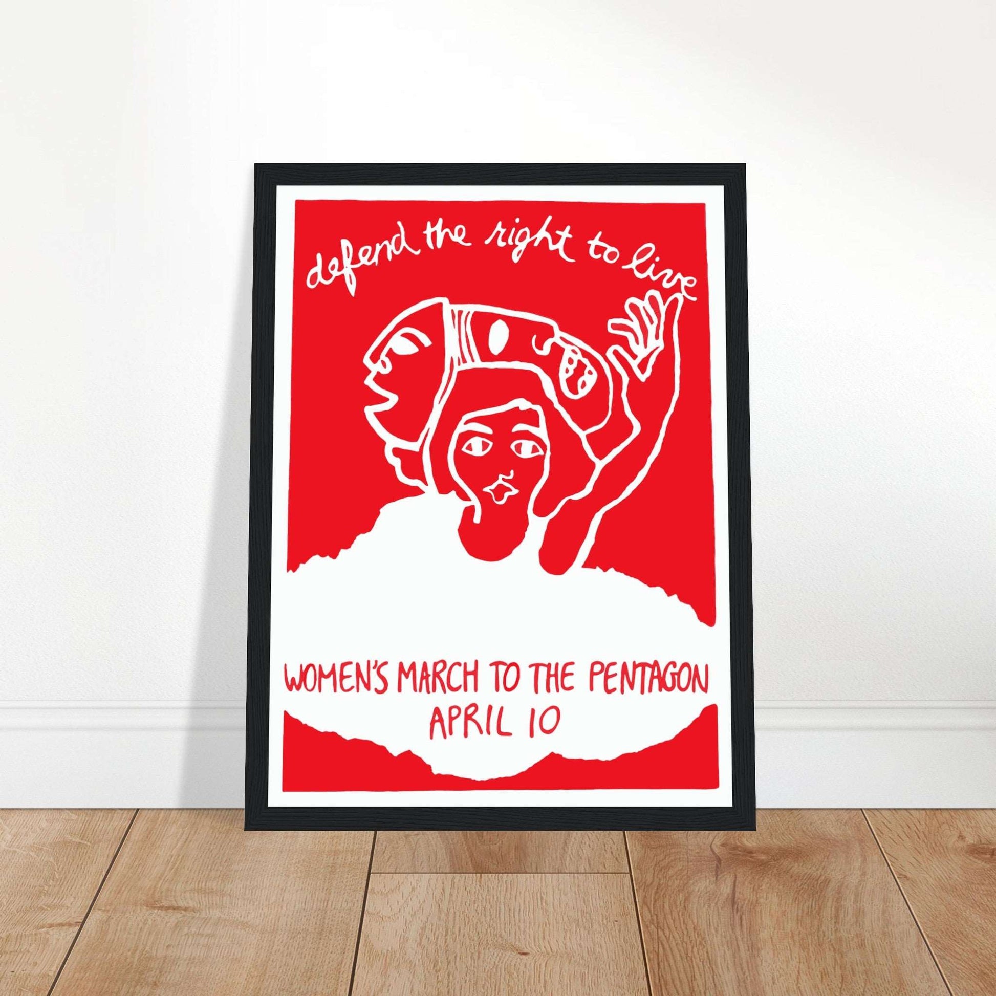 Framed feminist Women’s March poster featuring powerful messages and vibrant art, perfect for a bold feminist statement on International Women's Day.