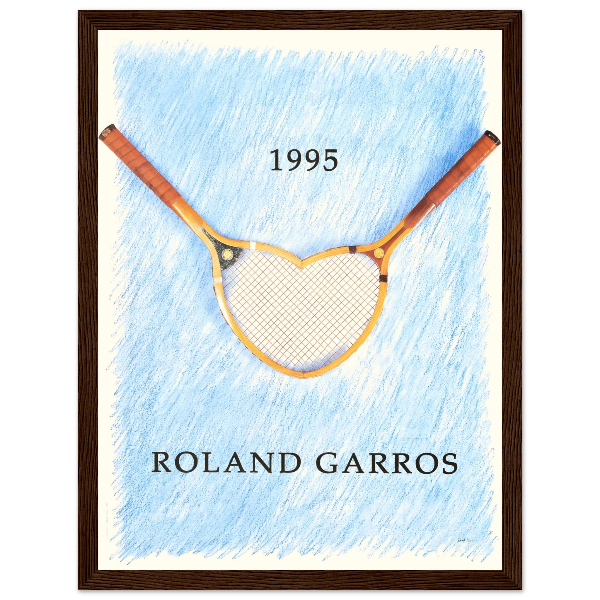Retro French Open Roland Garros wall art with minimalist blue and white background