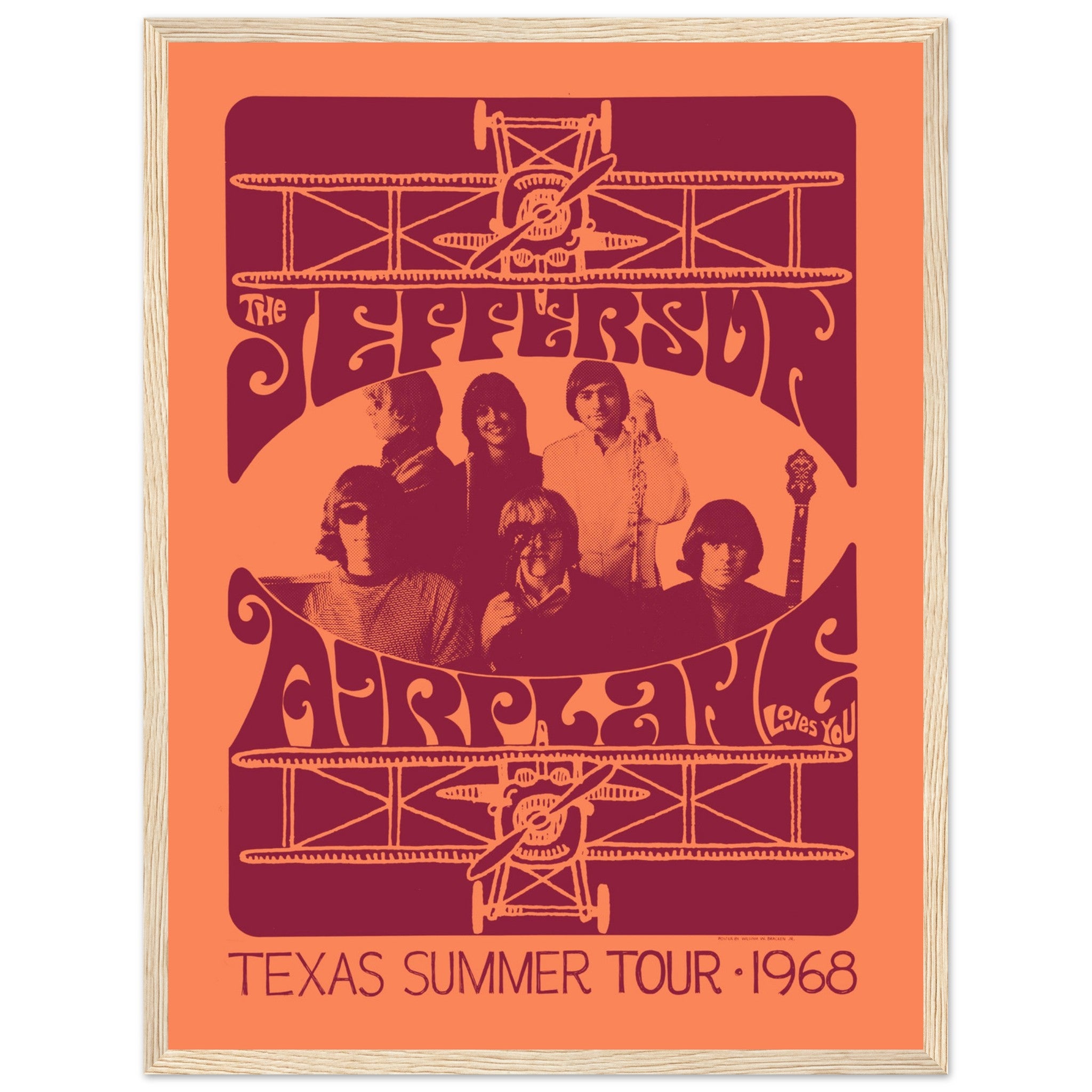 Retro 1960s psychedelic concert artwork featuring Jefferson Airplane Texas tour