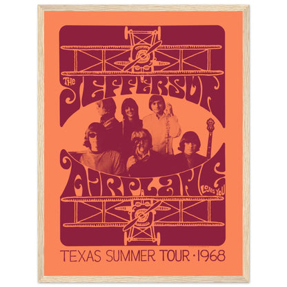 Retro 1960s psychedelic concert artwork featuring Jefferson Airplane Texas tour
