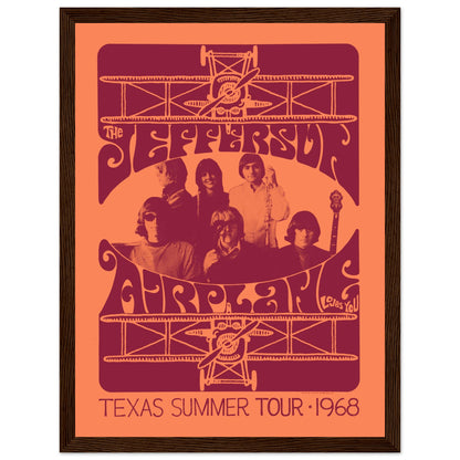 Vintage Jefferson Airplane Texas Summer Tour 1968 poster with psychedelic design and band photo
