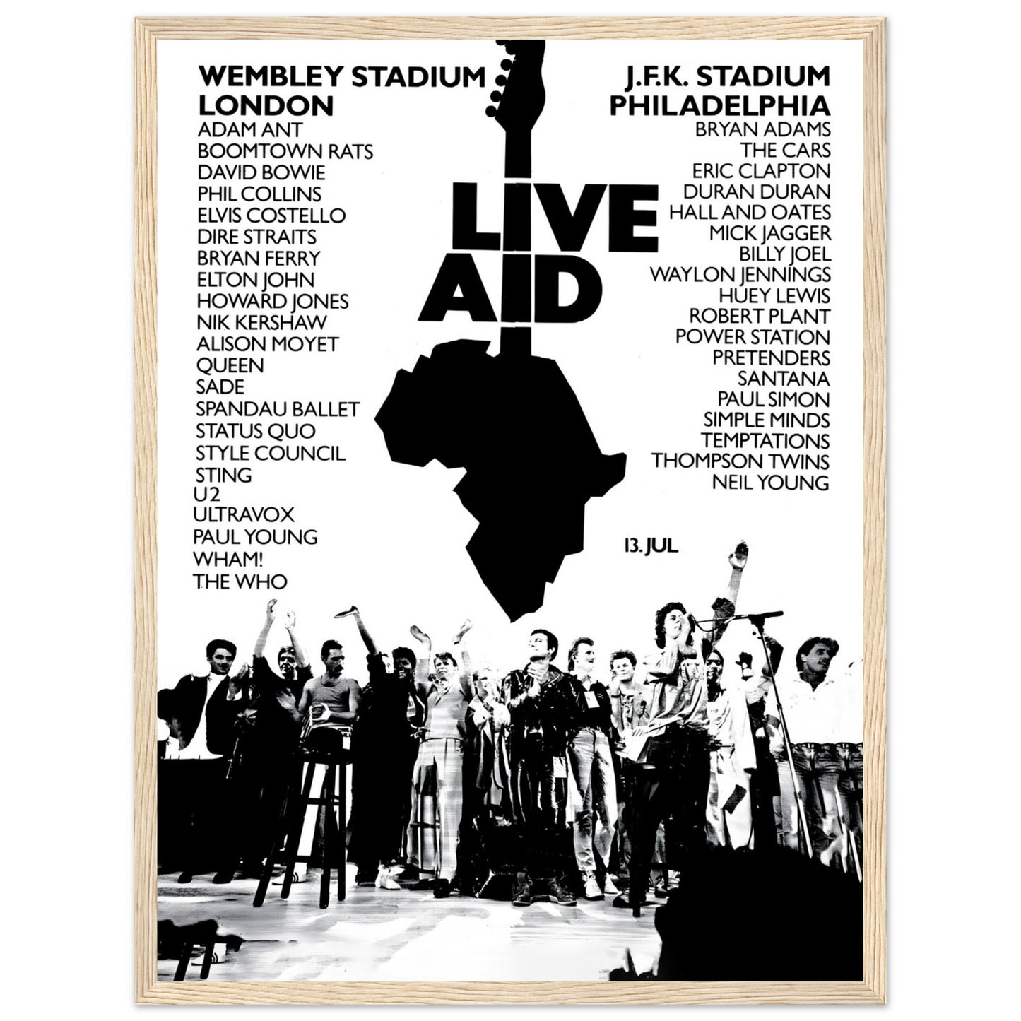 Vintage 1980s music event poster inspired by Live Aid global charity concert