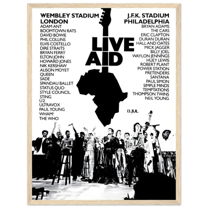 Vintage 1980s music event poster inspired by Live Aid global charity concert