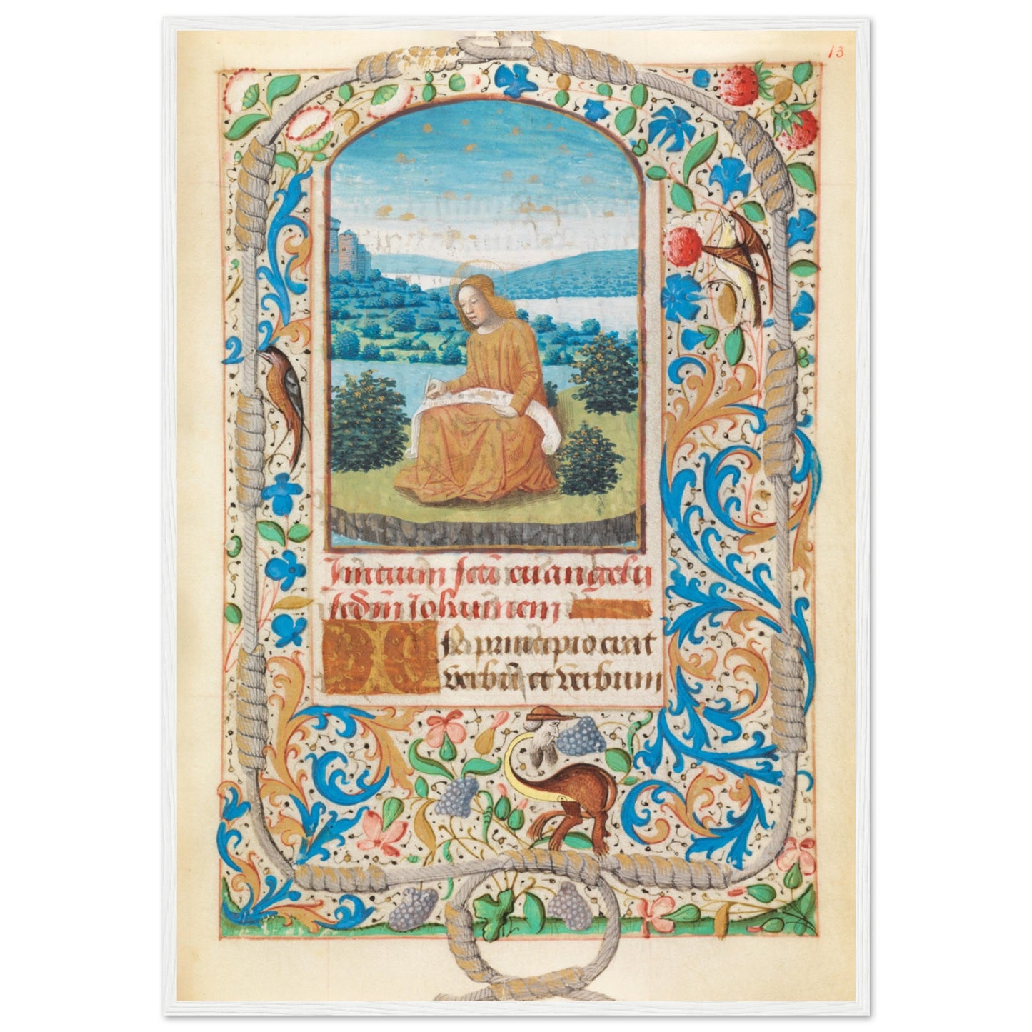 Classic medieval miniature illustration wall art inspired by historical book design