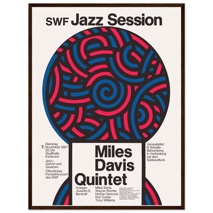 Classic jazz poster featuring Miles Davis Quintet live in Germany 1967, iconic modernist concert art print
