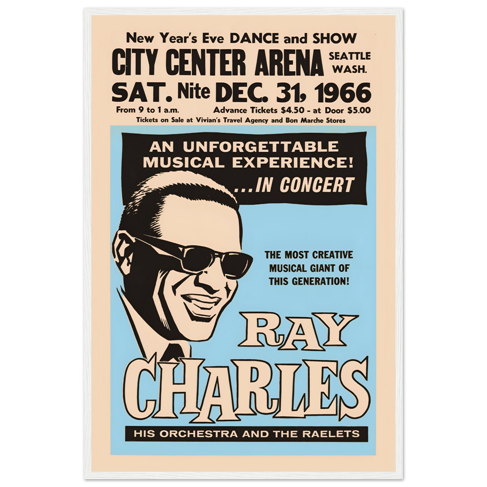 Classic Ray Charles music poster inspired by City Center Arena live performance