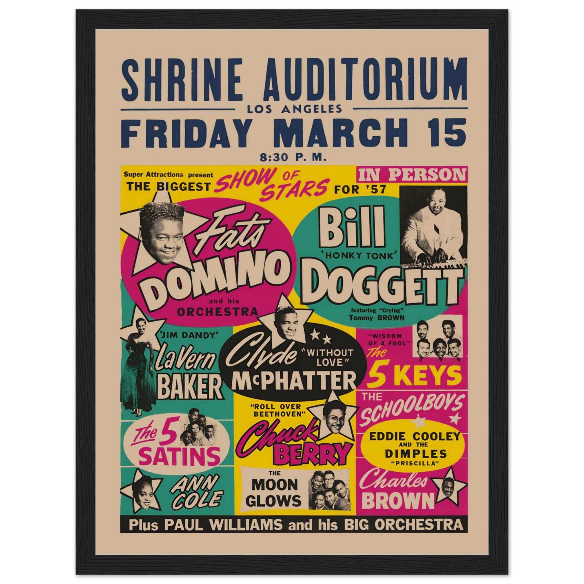 Retro 1950s music event poster ideal for home bar studio or rock and roll decor