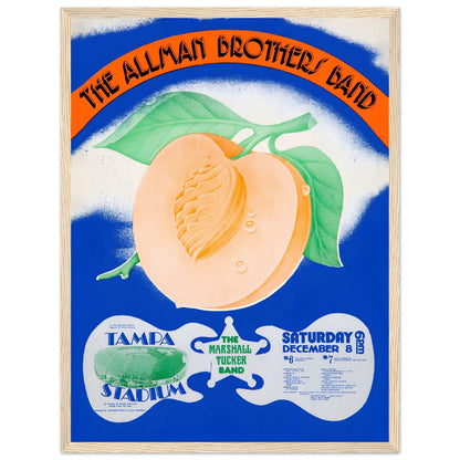 Retro rock music artwork featuring The Allman Brothers Band iconic peach design