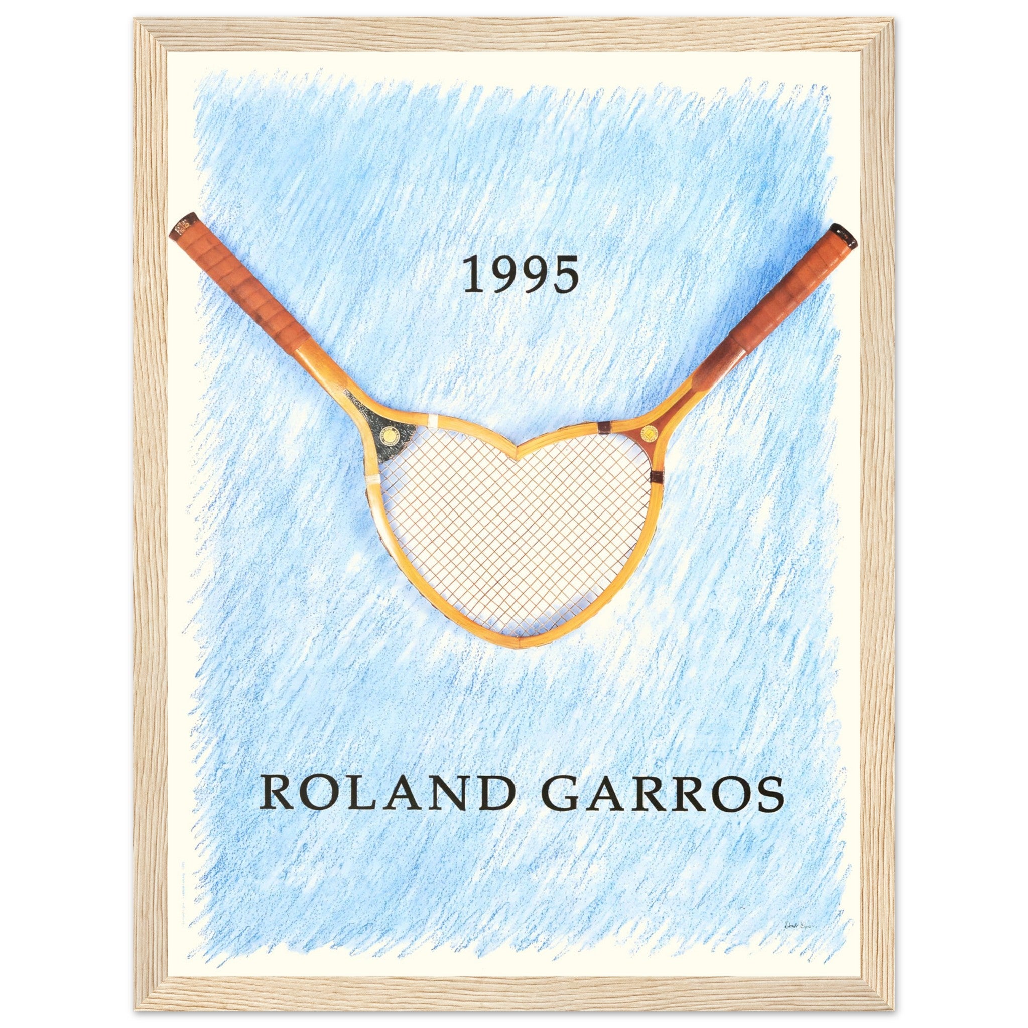 Classic Roland Garros 1995 poster print with modern graphic composition