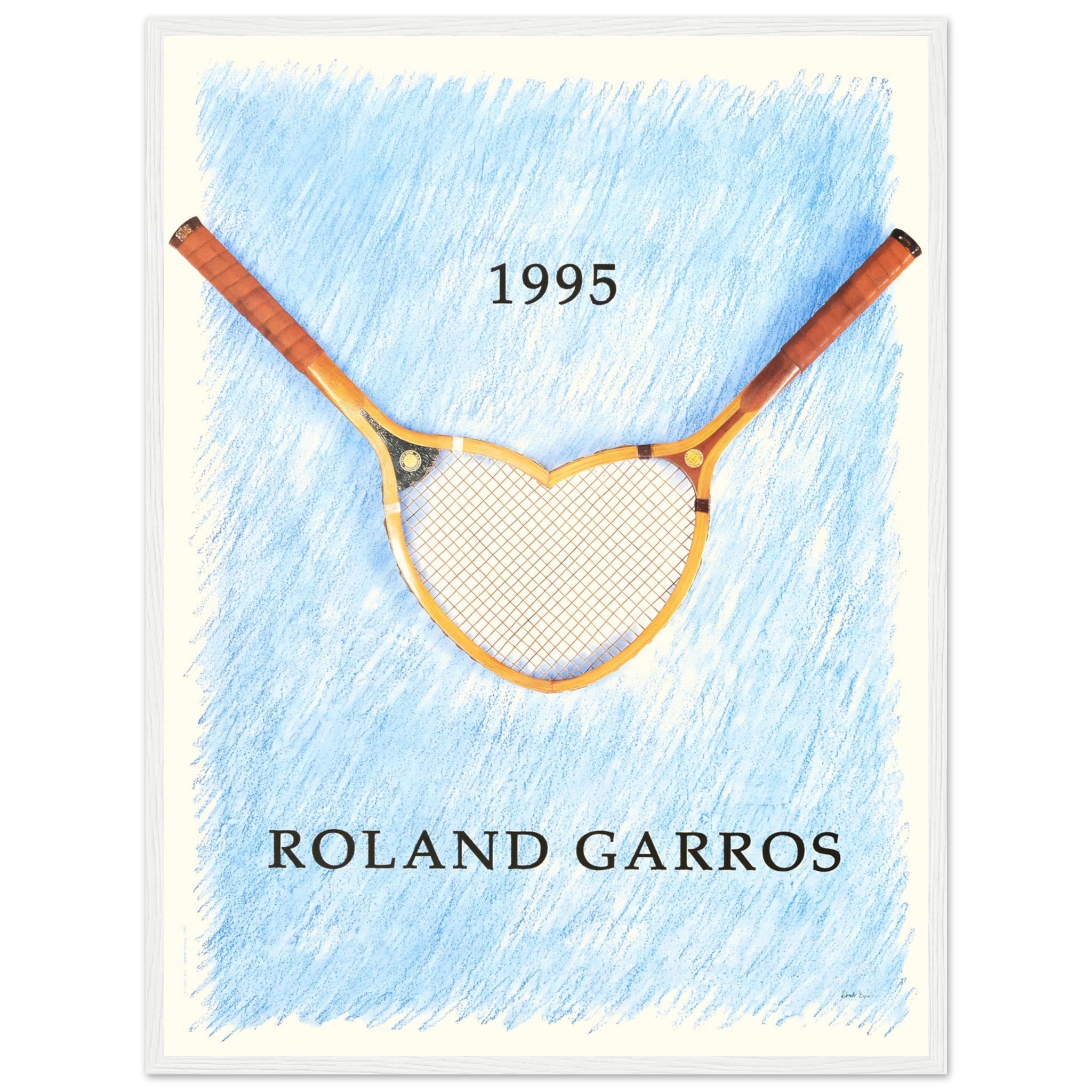 Roland Garros tennis artwork poster with stylized crossed rackets illustration