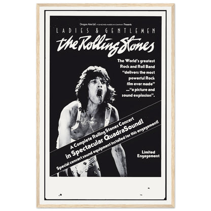 Vintage The Rolling Stones concert poster featuring iconic Mick Jagger performance image