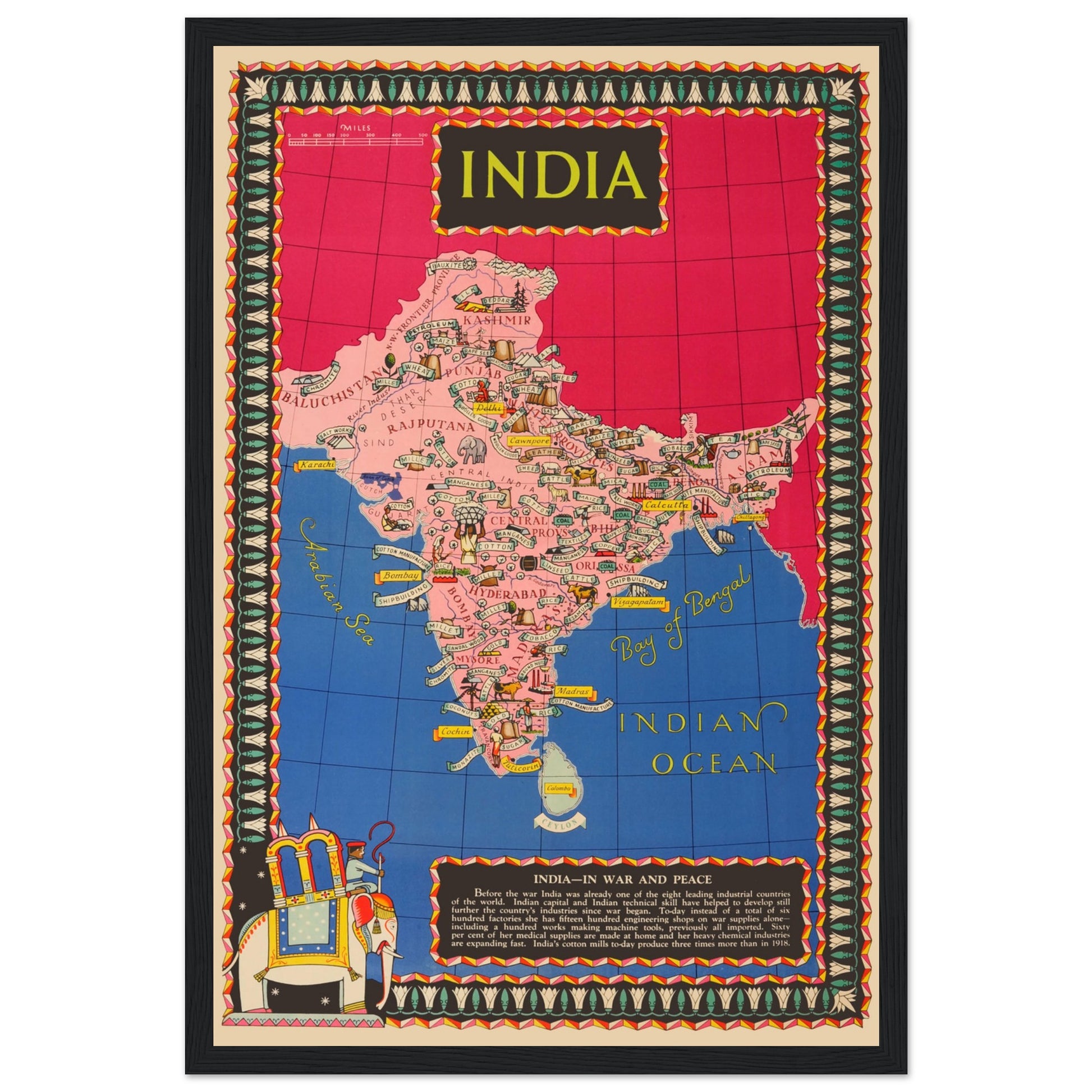 This vintage 1944 Indian map poster by British Information Services showcases India's historical geography during WWII. A must-have for history enthusiasts, collectors, and vintage map lovers, it adds antique charm to any space. Perfect for home, office, or classroom decor. Own a piece of history today