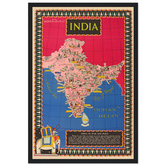 This vintage 1944 Indian map poster by British Information Services showcases India's historical geography during WWII. A must-have for history enthusiasts, collectors, and vintage map lovers, it adds antique charm to any space. Perfect for home, office, or classroom decor. Own a piece of history today