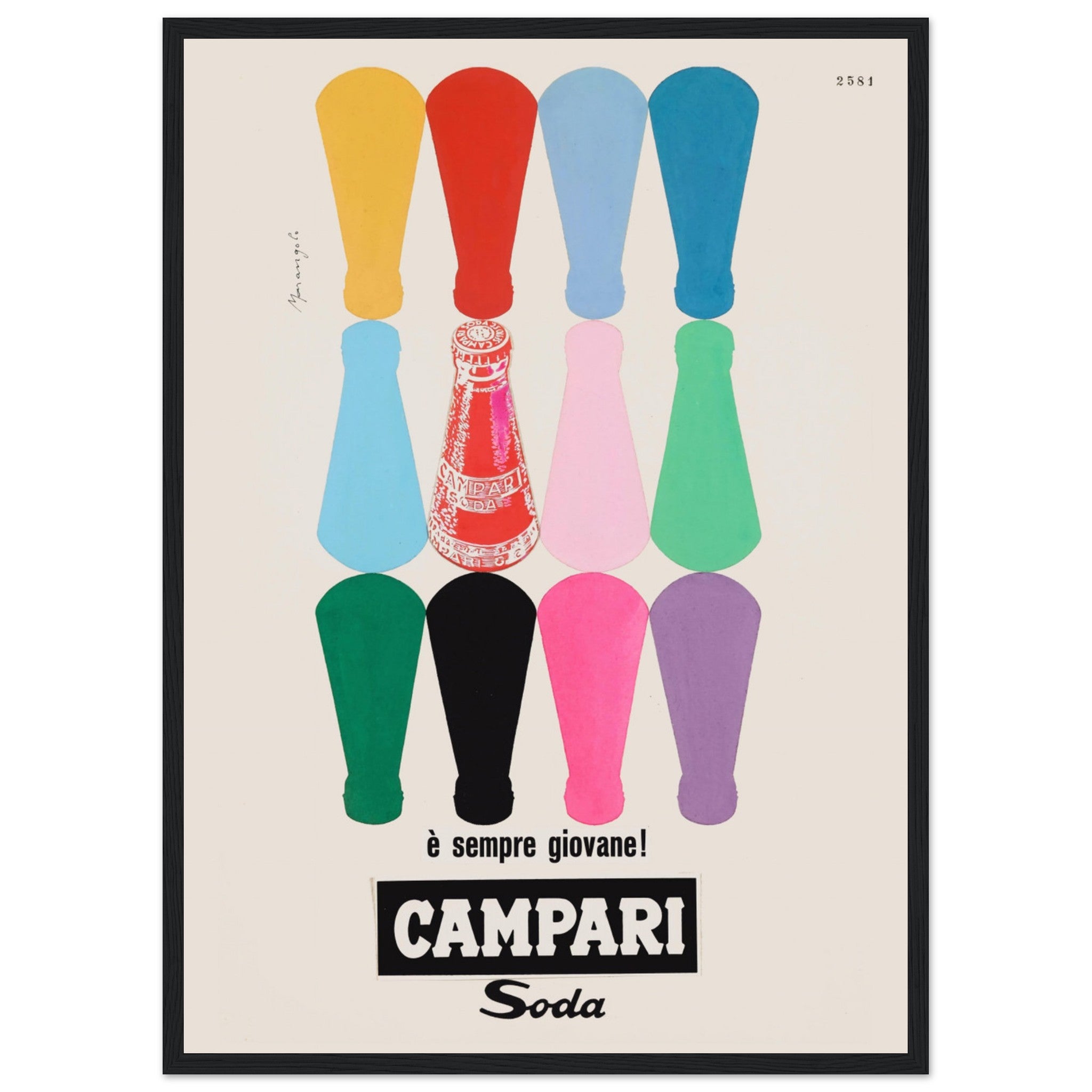 Classic Campari Soda vintage poster inspired by mid century Italian artwork