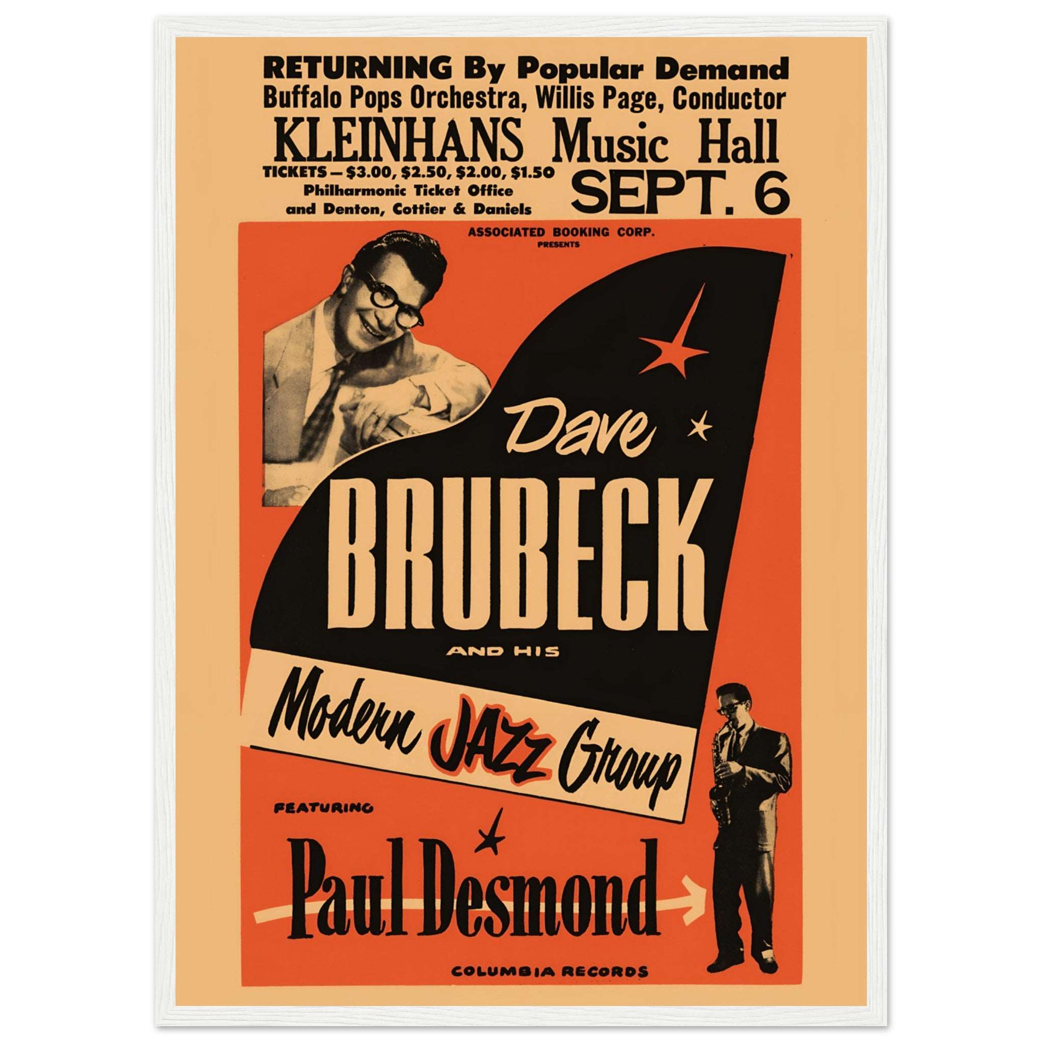 Retro modern jazz wall art print inspired by Dave Brubeck live performance