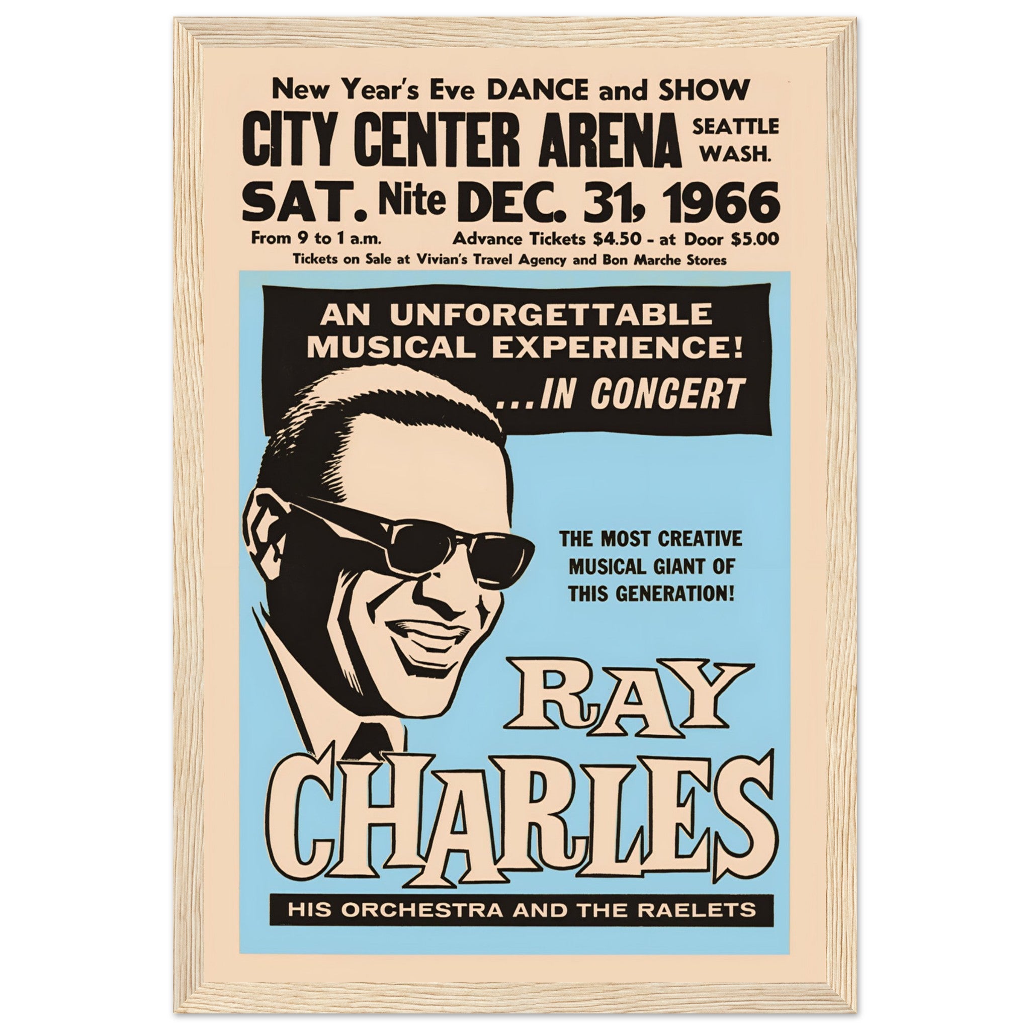 Retro soul and rhythm and blues wall art print of Ray Charles
