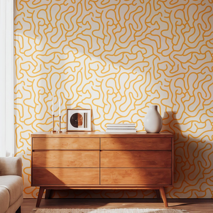 Sola Flow – Mustard Retro Abstract Wallpaper