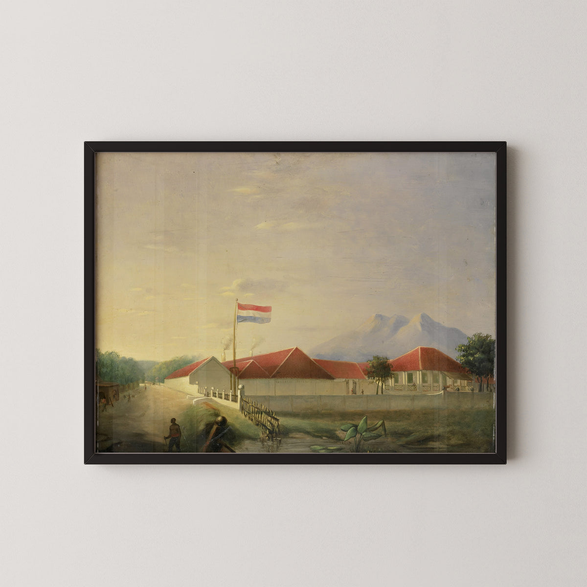 A Factory on Jawa by H.Th. Hesselaar, art print in a black frame