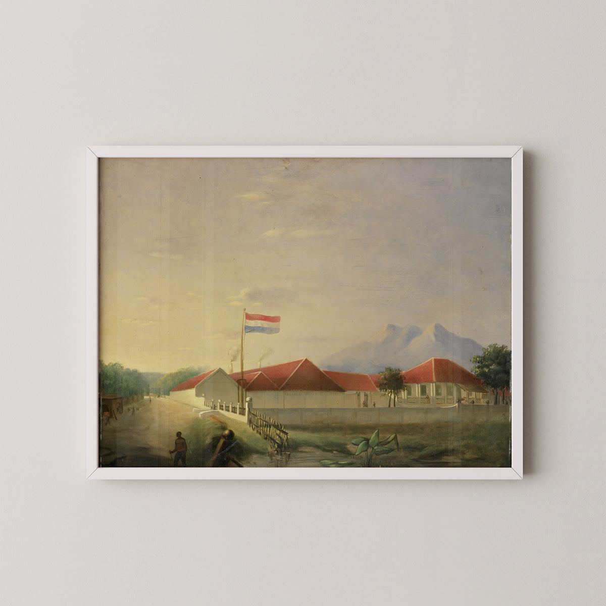 A Factory on Jawa by H.Th. Hesselaar, art print in a white frame