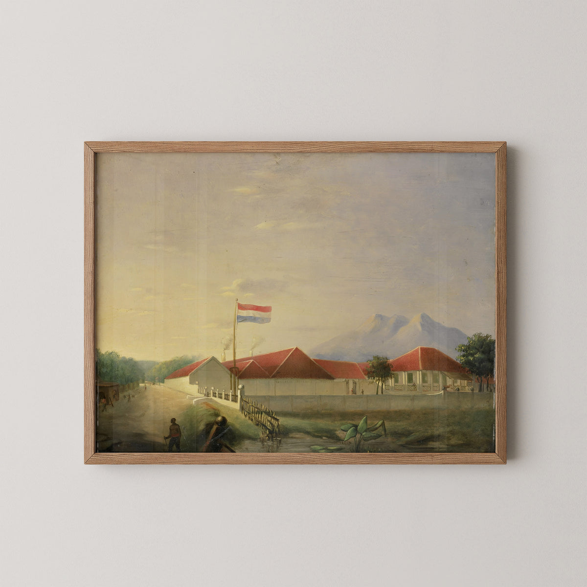 A Factory on Jawa by H.Th. Hesselaar, art print in a natural wood frame