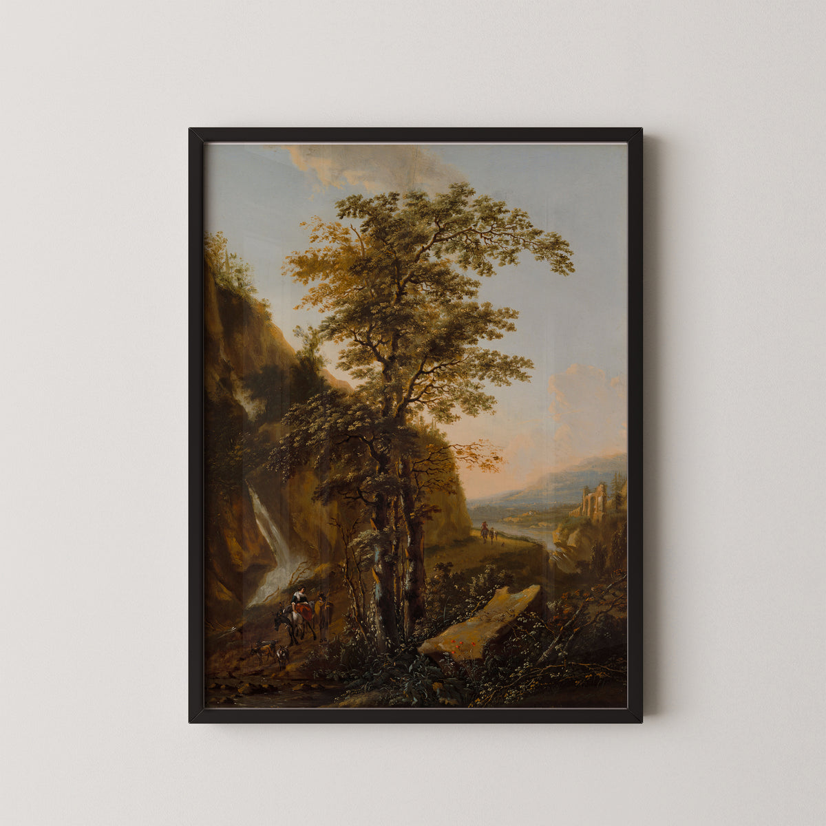 A Mountainous Landscape by Willem de Heusch, art print in a black frame
