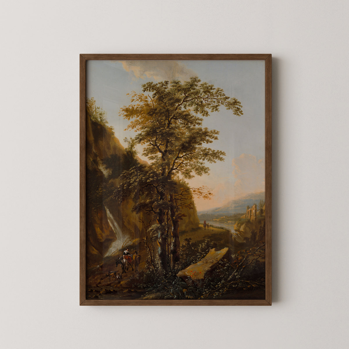 A Mountainous Landscape by Willem de Heusch, art print in a dark wood frame