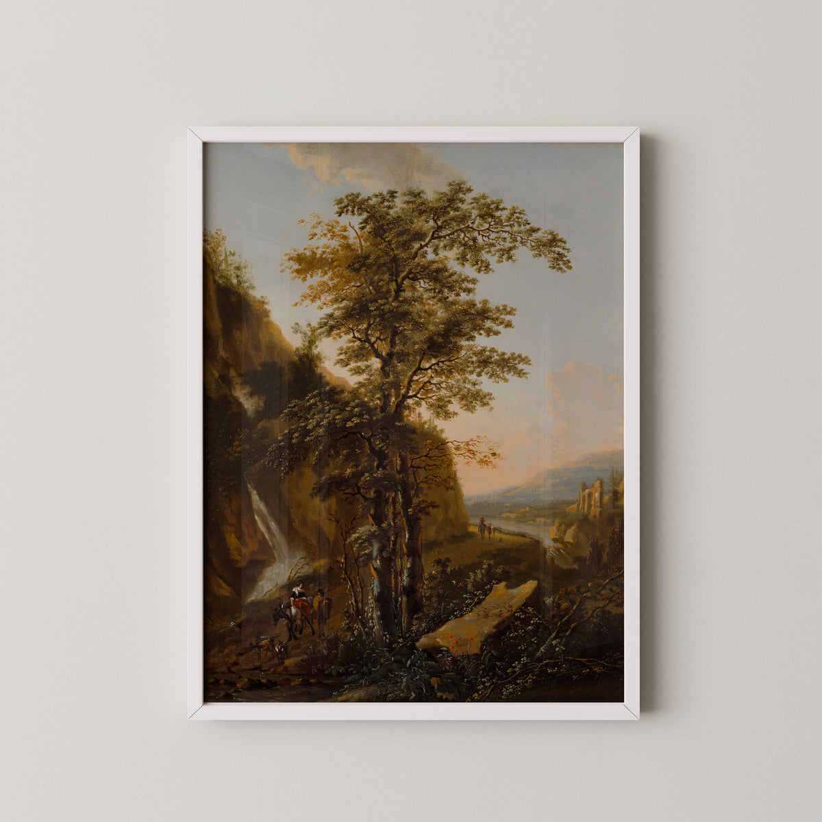 A Mountainous Landscape by Willem de Heusch, art print in a white frame