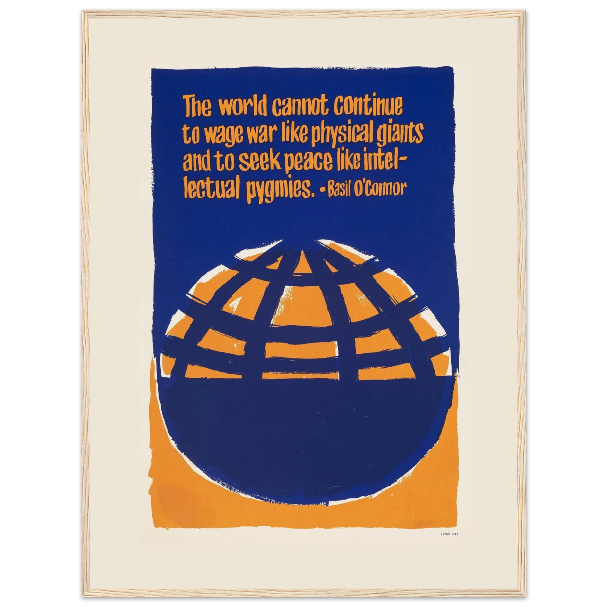 Activist wall decor featuring an anti-war quote about peace and moral responsibility, perfect for offices, classrooms, or community spaces.