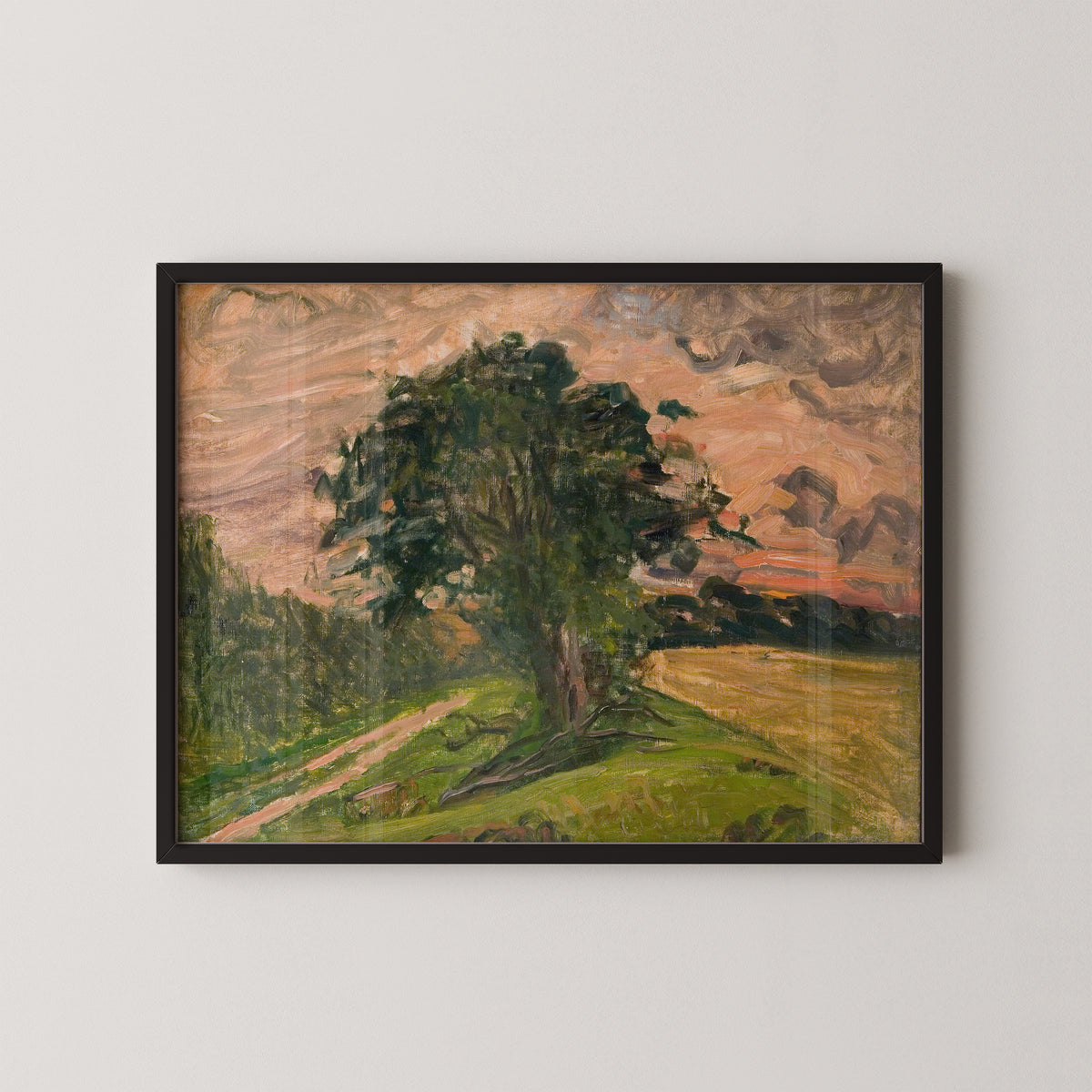 Evening Landscape, Tisvilde by Albert Gottschalk, Danish landscape art print in a black frame