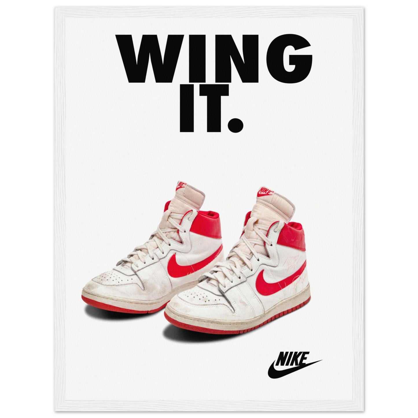 Vintage Air Jordan 1 sneaker poster with classic Nike design, ideal for collectors and streetwear enthusiasts.