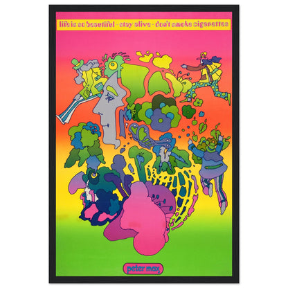 Bold psychedelic anti-tobacco poster with trippy, mind-bending visuals. Eye-catching no-smoking art for unique wall decor & awareness