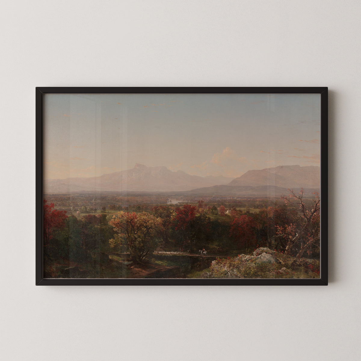 An October Day in the White Mountains by John Frederick Kensett, art print in a black frame