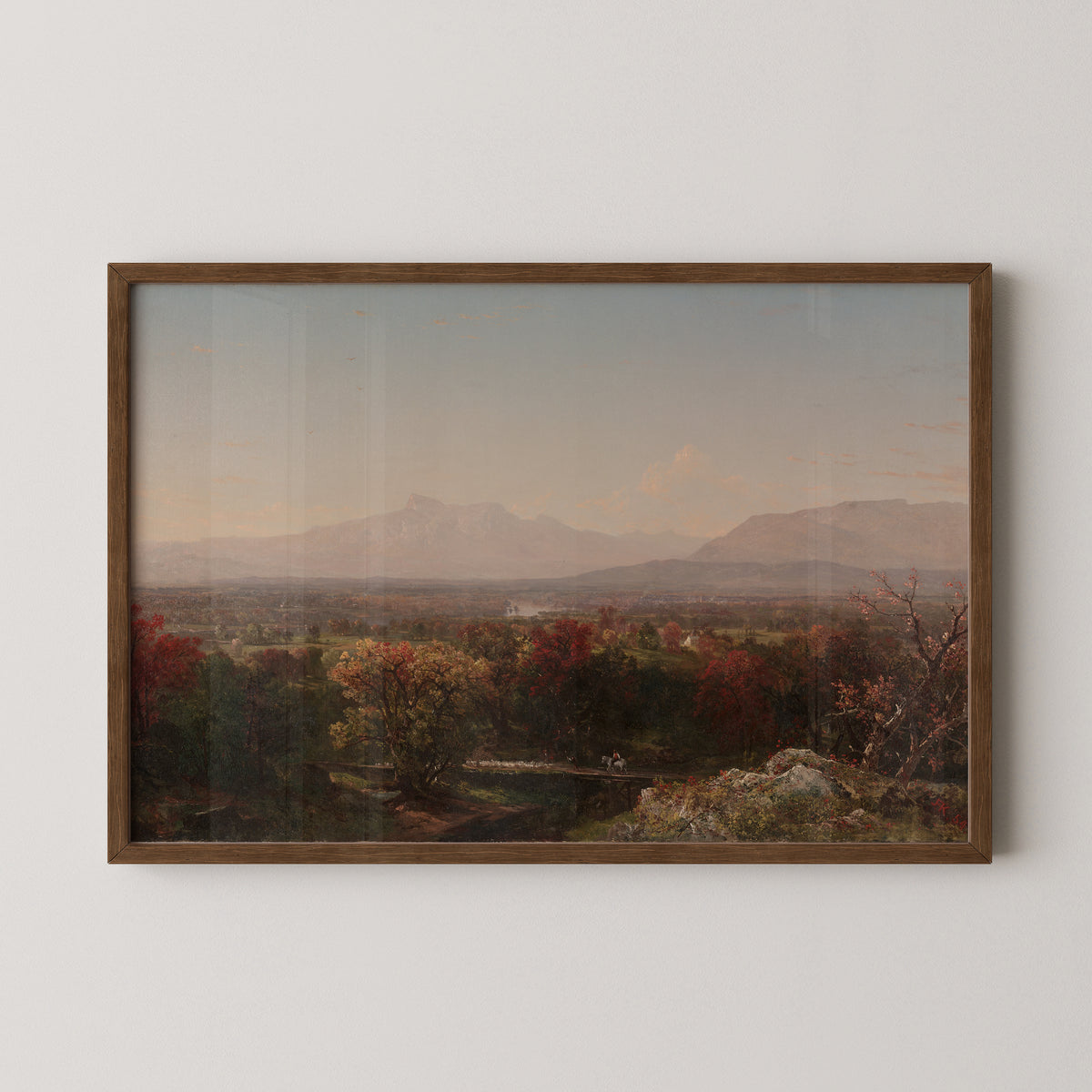 An October Day in the White Mountains by John Frederick Kensett, art print in a dark wood frame