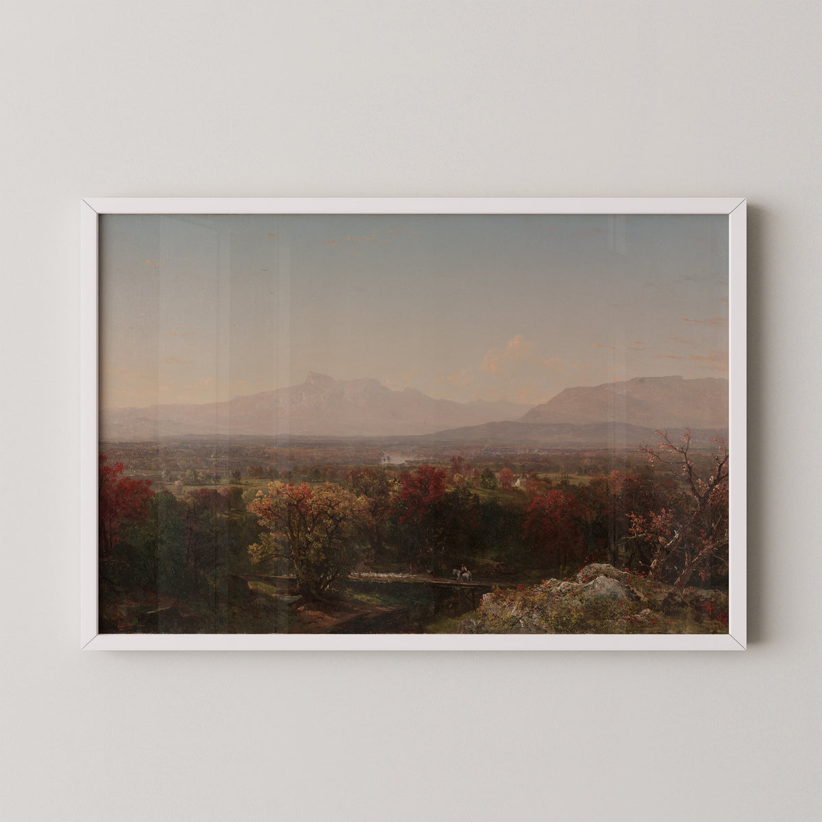An October Day in the White Mountains by John Frederick Kensett, art print in a white frame