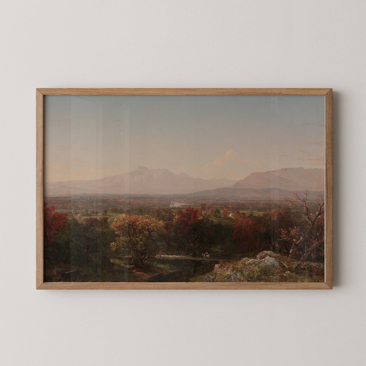 An October Day in the White Mountains by John Frederick Kensett, art print in a natural wood frame