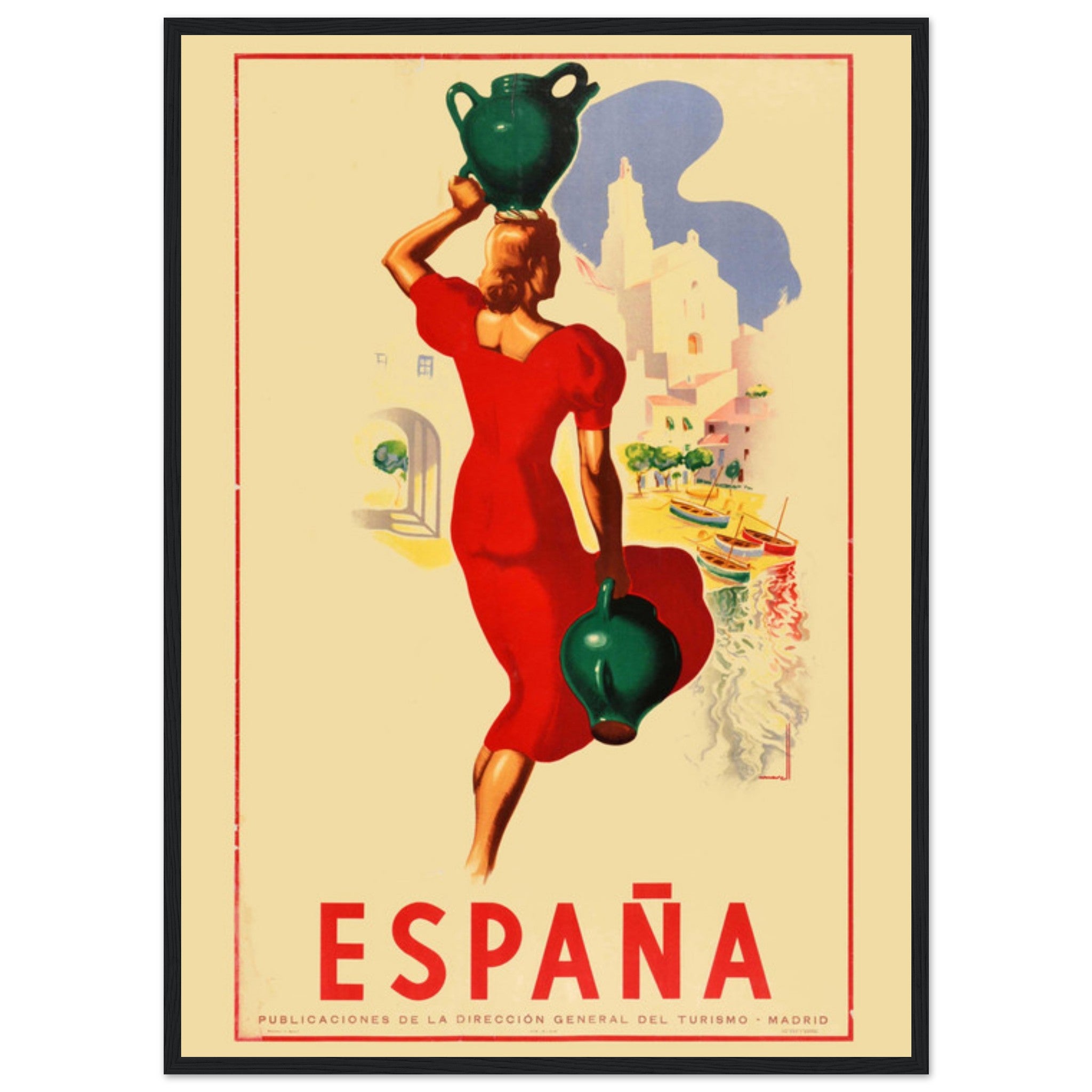 Vintage travel poster of Andalucía, Spain, featuring sunlit scenery and traditional Spanish charm — perfect wall decor.