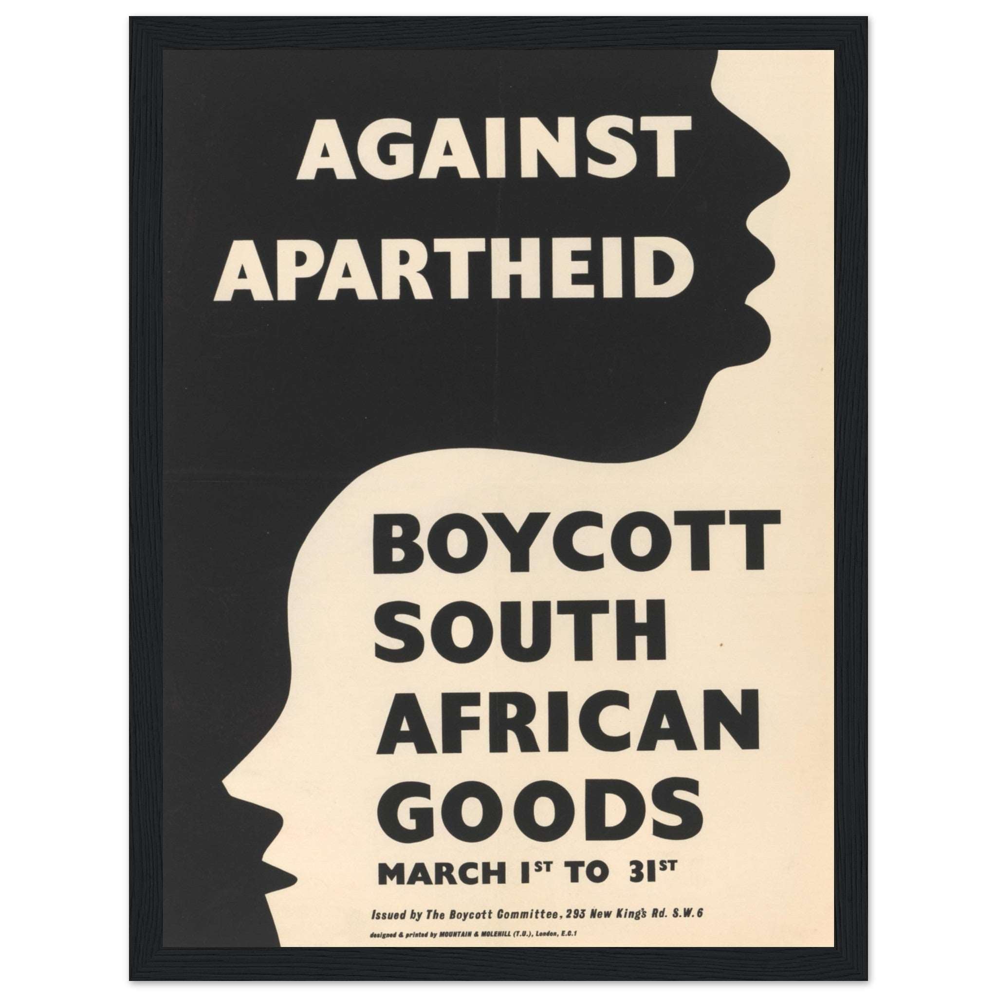 Stand for justice with this Anti-Apartheid poster, a striking piece of protest art symbolizing the fight against racial segregation in South Africa. Featuring historical activist imagery and bold typography, this vintage social justice print is perfect for human rights advocates, history lovers, and collectors of political memorabilia. Ideal for educational spaces, activist decor, or anyone passionate about equality and civil rights.