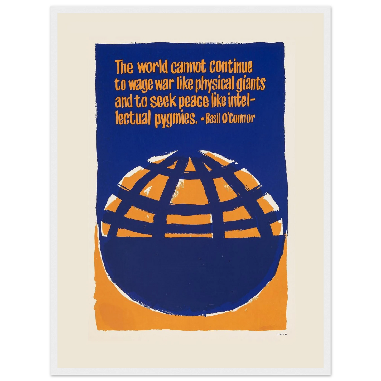 Anti-war art print with a powerful peace quote, encouraging intellectual reflection and social awareness through minimalist graphic design.