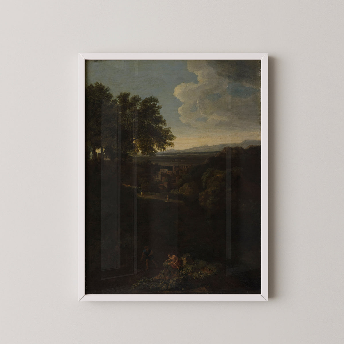 Arcadian Landscape by Gaspard Dughet, art print in a white frame