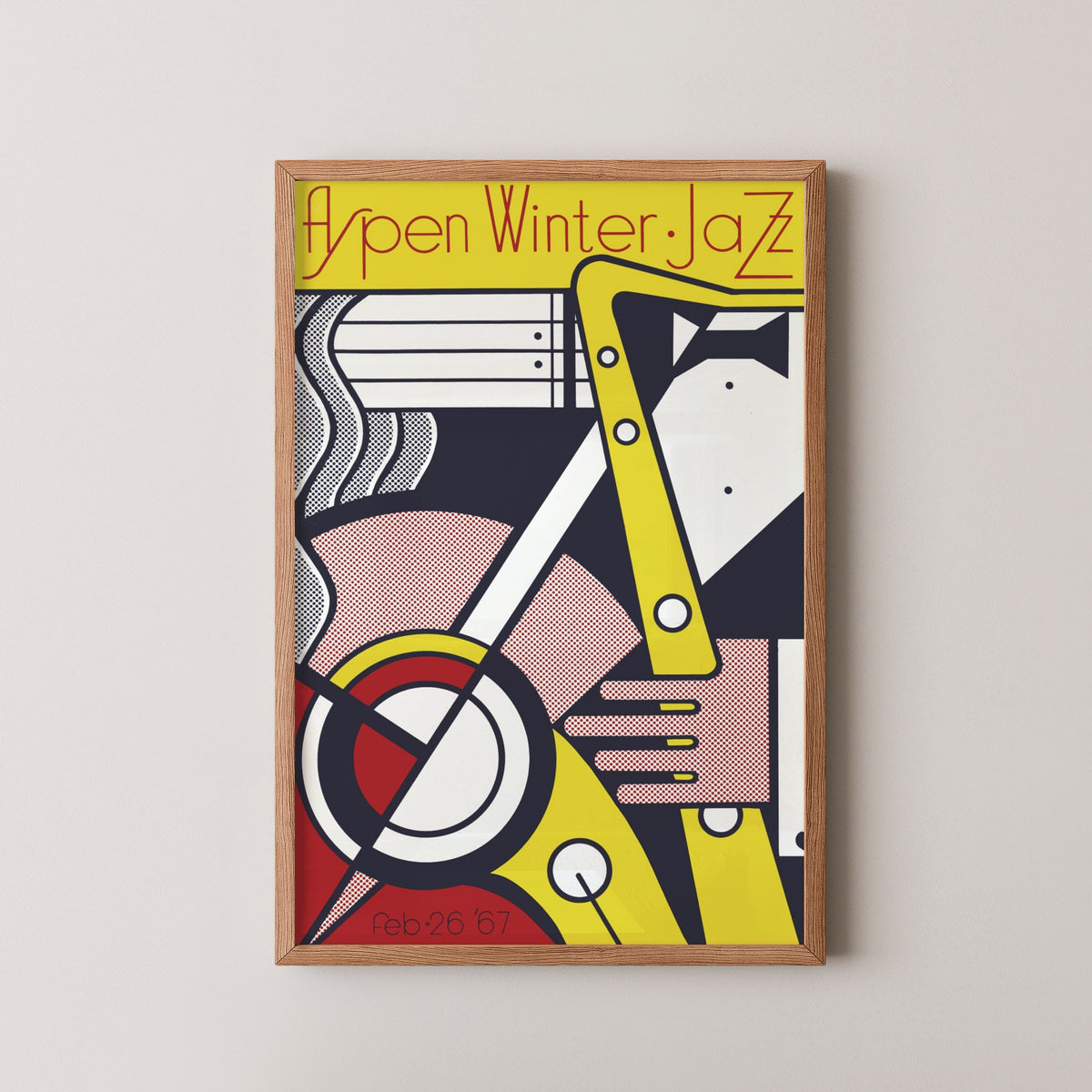aspen jazz winter festival 1967 poster – wood frame mockup