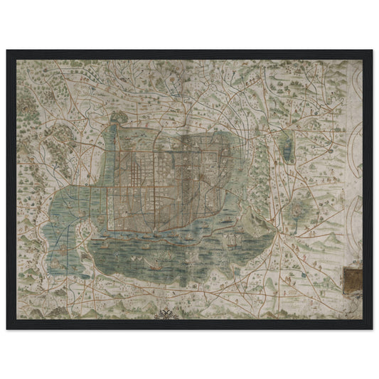 Discover a vintage Mexico City map poster with intricate historic details. Perfect for home, office, or study decor. Available framed or unframed.